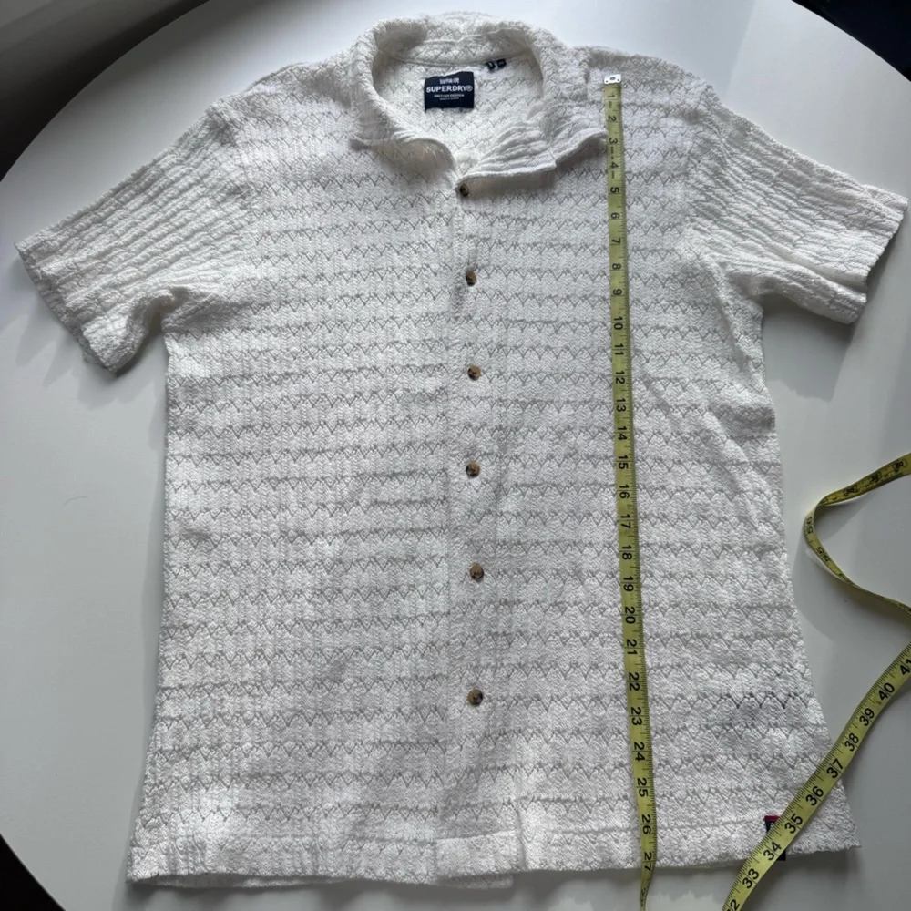 Superdry Men’s Superdry Knitted texture shirt in ecru crochet - Picture 5 of 9